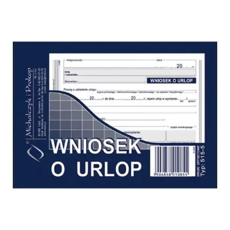 515-5 Wniosek o urlop, A6 40 kartek, MICHALCZYK&PROKOP Michalczyk i Prokop