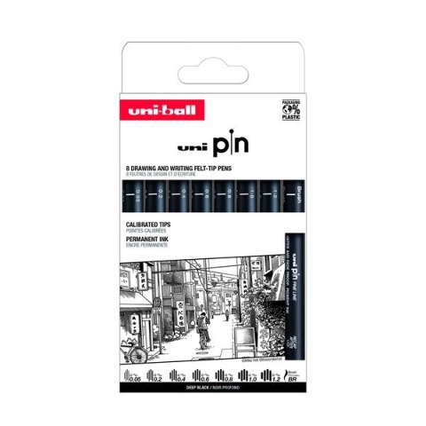 Cienkopis PIN 200, ZESTAW 8 SZT_005-12 Uni