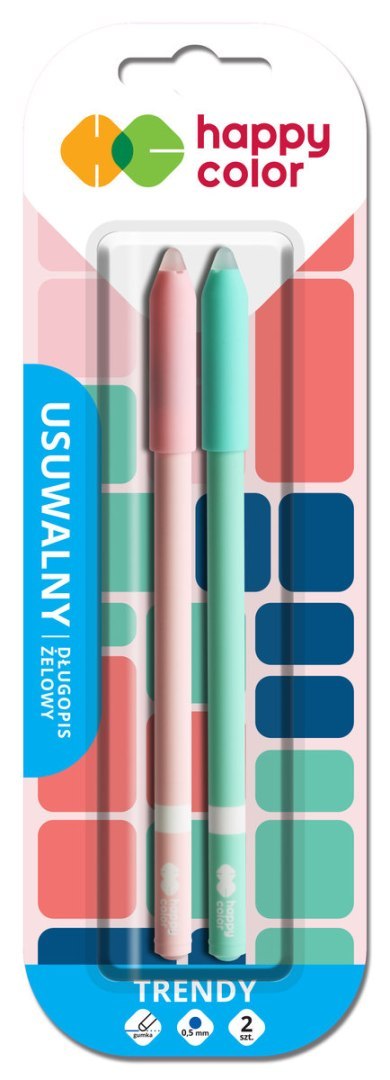 Długopis wymazywalny TRENDY 0.5mm niebieski 2 szt. na blistrze Happy Color HA 4120 01TR-3 BK2 Happy Color