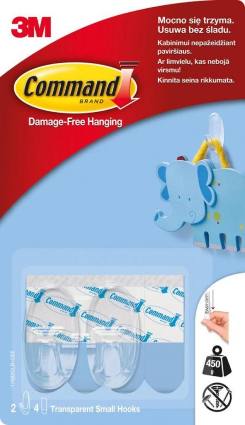 Haki wielokrotnego użytku COMMAND_ (17092CLR PL), małe, 2 szt., transparentne Command-3M