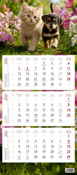 Kalendarz trójdzielny ekonomiczny KS045B PRZYJACIELE 2026 WOKÓŁ NAS Wokół Nas