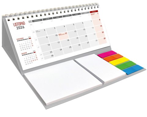 Kalendarz z notesem miesięczny spiralowany KB054B szary 2026 WOKÓŁ NAS Wokół Nas