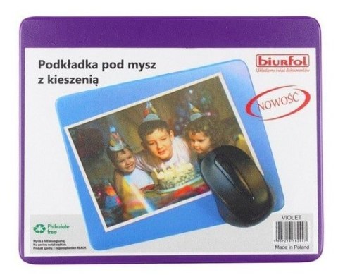 Podkładka pod mysz z kieszenią violet KPM-01-05 BIURFOL Biurfol