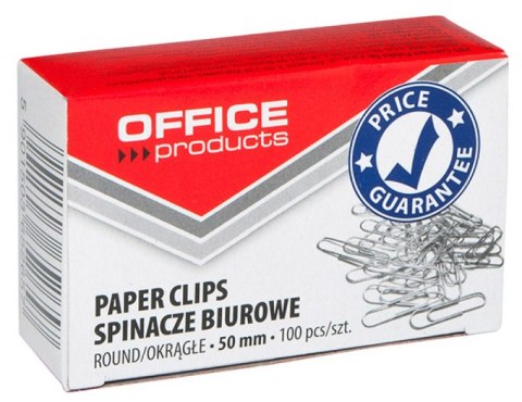 Spinacze okrągłe , 50mm, 100szt., srebrne, typu OFFICE PRODUCTS 18085015-05 Office Product