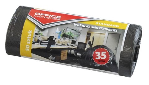 Worki na śmieci biurowe standard (HDPE) 35l 50szt. czarne OFFICE PRODUCTS 22021113-05 Office Products