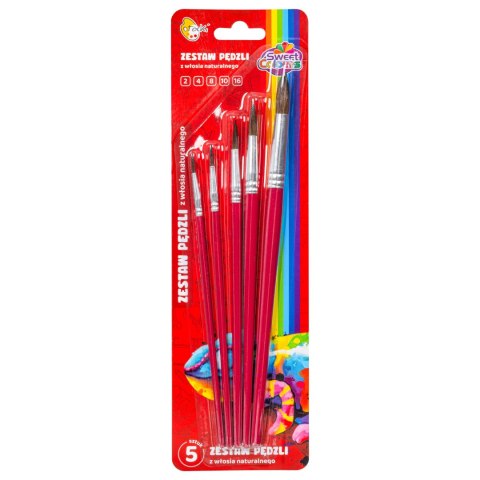 Zestaw pędzli 5 sztuk z włosia naturalnego nr: 2,4,8,10,16 Sweet Colours 60751 OTOCKI Otocki