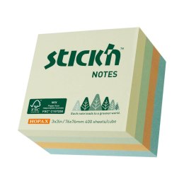 Bloczek kostka 76X76mm, pastel żół/ziel/pom/nieb, 400 kartek 21890 mix kolorów Maped