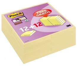 Bloczek samoprzylepny POST-IT_ Super Sticky (654SSCYP12+12), 76x76mm, 12+12x90 kart., żółty, 3M-UU001601150 Post-It 3M