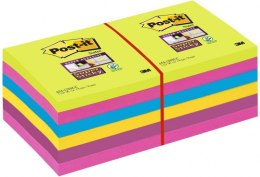 Bloczek samoprzylepny POST-IT_ Super Sticky, 76x76mm, ZESTAW 12x90 kart., (12) neonowe 654 -12SSUC (X) Post-It 3M