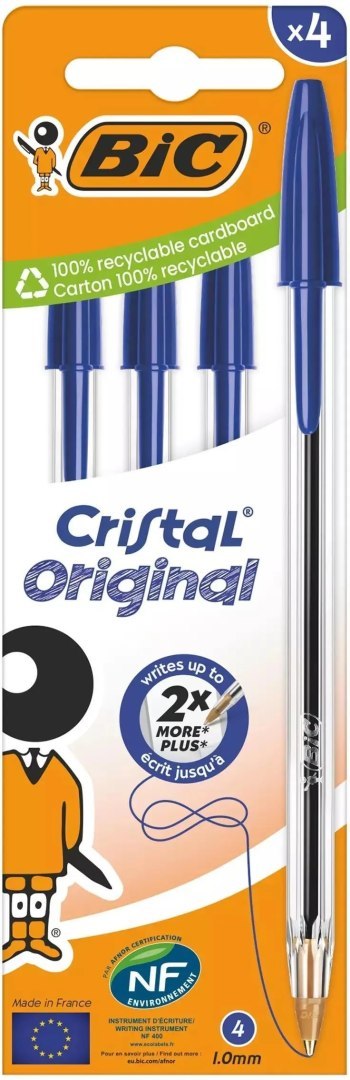 Długopis BIC Cristal Original niebieski Pudełko 4szt, 516332 Bic