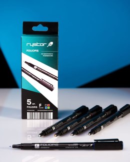 Foliopis permanentny FF-6 RYSTOR komplet 5sztuk w etui. 437-528 Rystor