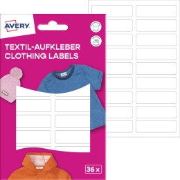 Naklejki na ubrania; 46 x 13 mm, 2 ark/36 naklejek., białe, AVERY ETVET36 Avery Zweckform