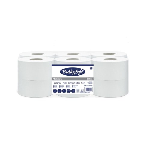 Papier toaletowy mini jumbo 2w 145m (12 rolek) BulkySoft PREMIUM celuloza 65908 Bulky Soft