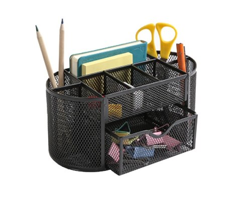 Przybornik na biurko z szufladka siatka czarny KF18472 Q-Connect