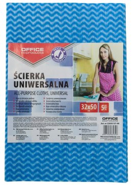 Ścierka uniwersalna , wiskoza 70%, gr. 40g/mkg, 32x50cm, 5szt., niebieska, typu OFFICE PRODUCTS 22035137-99 Office Product