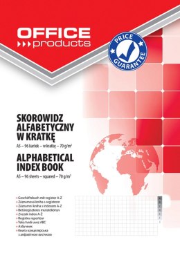 Skorowidz , A5, w kratkę, alfabetyczny, twarda okładka, 96 kart., 70gsm, typu OFFICE PRODUCTS 16061231-99 Office Product
