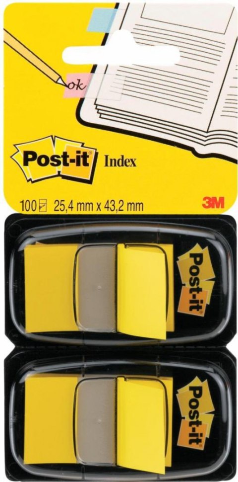 Zakładki indeksujące POST-IT_ (680-Y2EU), PP, 25,4x43,2mm, 2x50 kart., żółte Post-It-3M