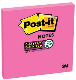 Bloczek samoprzylepny POST-IT_ Super sticky, (654-6SS-PNK), 76x76mm, 1x90 kart., fuksja Post-It 3M