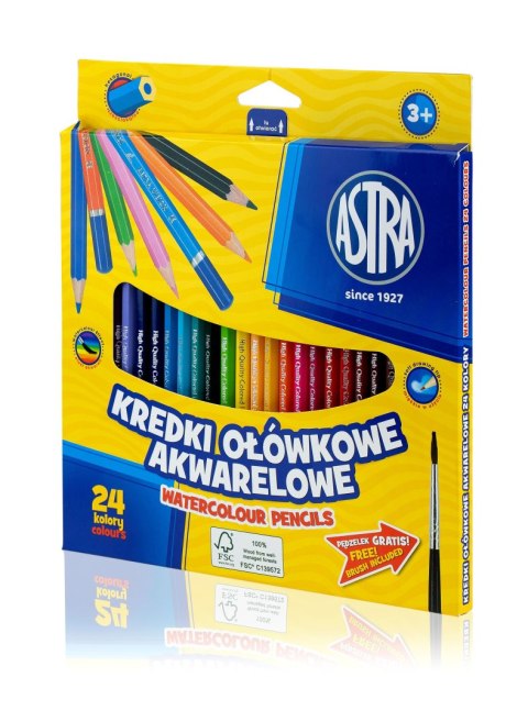 Kredki ołówkowe akwarelowe Astra 24 kolory, 312110005 Astra Kredki ołówkowe akwarelowe Astra 24 kolory, 312110005 Astra