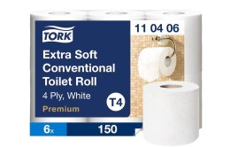 Papier toaletowy PREMIUM TORK biały 19m celuloza 110406 (6 rolek) ekstra soft Tork