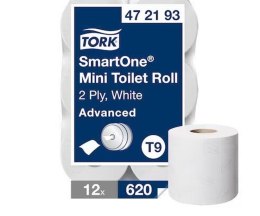 Papier toaletowy TORK Smart One (12 rolek) mini jumbo, 2 warstwy, kolor biały, makulatura z celulozą, 111m, T9 472193 Tork