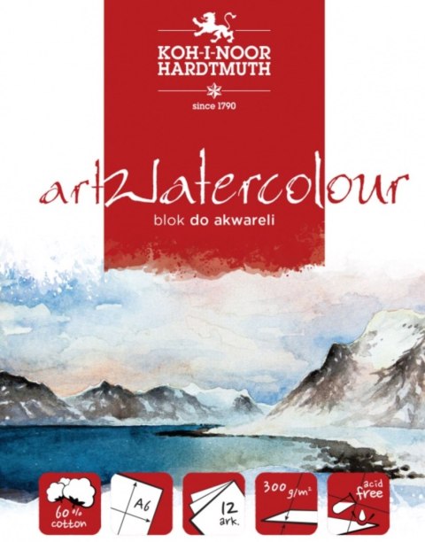 Blok akwarelowy ARTWATERCOLOUR A6 12 KARTEK 300G BLO-WATEA6 Koh i Noor Koh-i-noor Blok akwarelowy ARTWATERCOLOUR A6 12 KARTEK 300G BLO-WATEA6 Koh i Noor Koh-i-noor