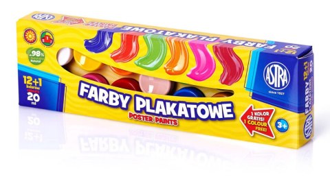 Farby plakatowe Astra 13 kolorów - 20 ml 12+1 kolor gratis, 301115005 Astra