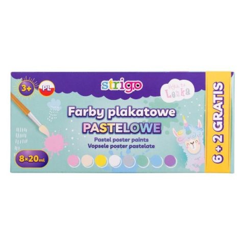 Farby plakatowe pastelowe LENKA 8 kolorów SSC147 Strigo Farby plakatowe pastelowe LENKA 8 kolorów SSC147 Strigo