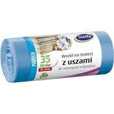 Worki do segegacji PAPIER niebieskie z uszami LDPE 35l (20szt.) STELLA 032211 Stella