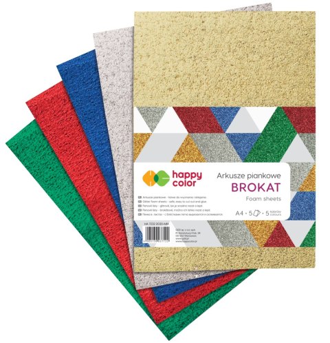 Arkusze piankowe MIX Brokat, A4, 5 ark., 5 kolorów, Happy Color HA 7132 2030-MIX Happy Color