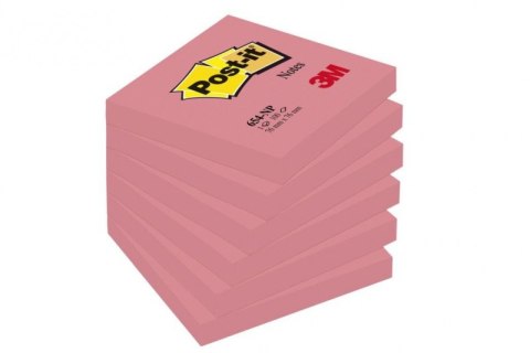 Bloczek samoprzylepny POST-IT (654-PNK), 76x76mm, (6szt) 1x100 kartek, jaskrawy różowy Post-It 3M