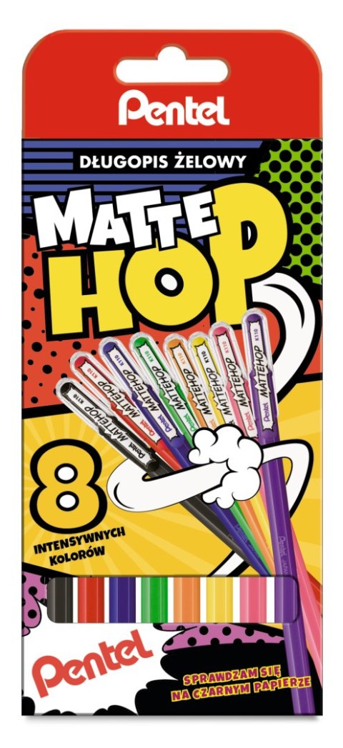 Długopis żelowy MATTEHOP 1mm kpl 8 szt K110V-ST8 Pentel