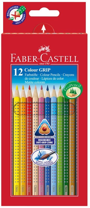 Kredki trójkątne akwarelowe 12 kolorów GRIP 2001, FABER CASTELL 112412 Faber-Castell