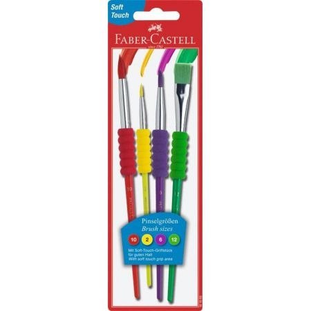 Pędzle szkolne z miękkim uchwytem 4szt. 481600FC FABER-CASTELL Faber-Castell Pędzle szkolne z miękkim uchwytem 4szt. 481600FC FABER-CASTELL Faber-Castell