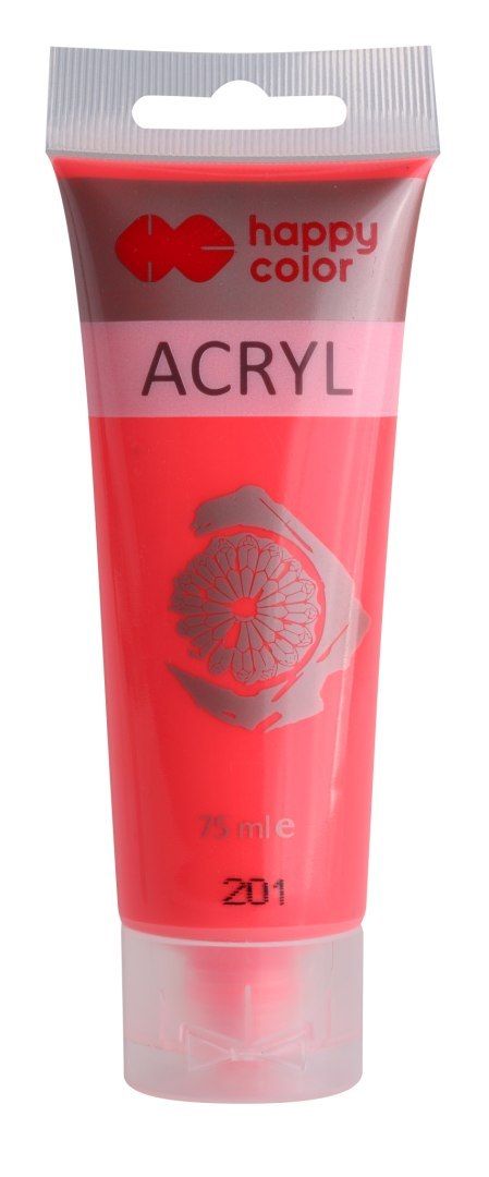 Farba akrylowa 75ml, czerwony fluo, Happy Color HA 7370 0075-201 Happy Color