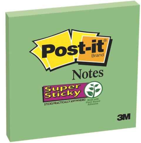 Bloczek samoprzylepny POST-IT_ Super Sticky (654-6SS-AW), 76x76mm, 1x90 kartek, zielony Post-It 3M