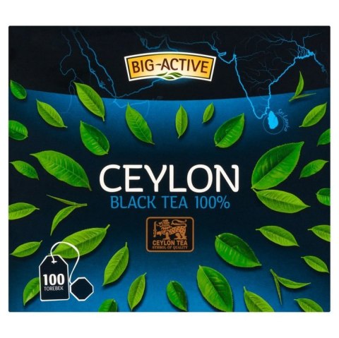 Herbata BIG-ACTIVE PURE CEYLON, 100 torebek x2g z zawieszką czarna Big-Active