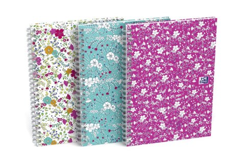 Kołonotatnik B5 60 kartek, kratka / tagi, FLORAL, OXFORD, 400094955 Oxford