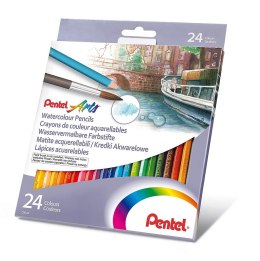 Kredki akwarelowe, 24 kolory CB9-24 PENTEL Pentel