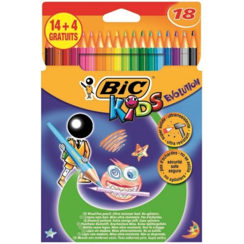 Kredki ołówkowe BIC Kids Evolution ECOlutions 14+4szt, 9202972 Bic