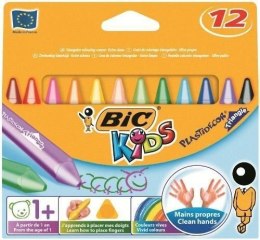 Kredki świecowe BIC Kids Plastidecor Triangle 12 kolorów, 8297733 Bic