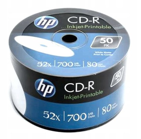 Płyta HP CD-R 700MB 52X (50szt) SZPINDEL, bulk WHITE INKJET PRINTABLE do nadruku CRE00070WIP Maxell