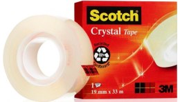 Taśma biurowa SCOTCH Crystal Clear (600), transparentna, 19mm, 33m, w pudełku Scotch 3M