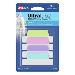 Ultra Tabs - samoprzylepne zakładki indeksujące, kolorowe, pastelowe, 63,5x25, 24 szt., Avery Zweckform 74769 Avery Zweckform