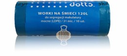 Worki na śmieci 120l 10szt., DOTTS, do segregacji makulatury, NADRUK, mocne (LDPE), 31mic., niebieskie Dotts