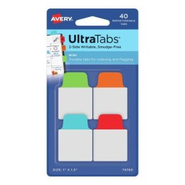 Ultra Tabs - samoprzylepne zakładki indeksujące, kolorowe, klasyczne, 25,4x38, 40 szt., Avery Zweckform 74760 Avery Zweckform